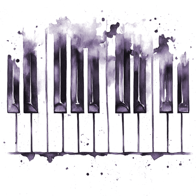 piano watercolor illustration