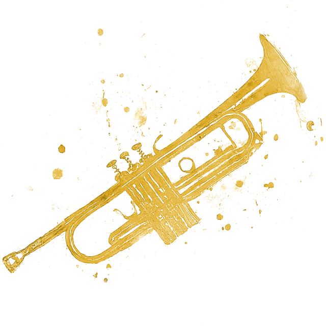 trumpet watercolor illustration